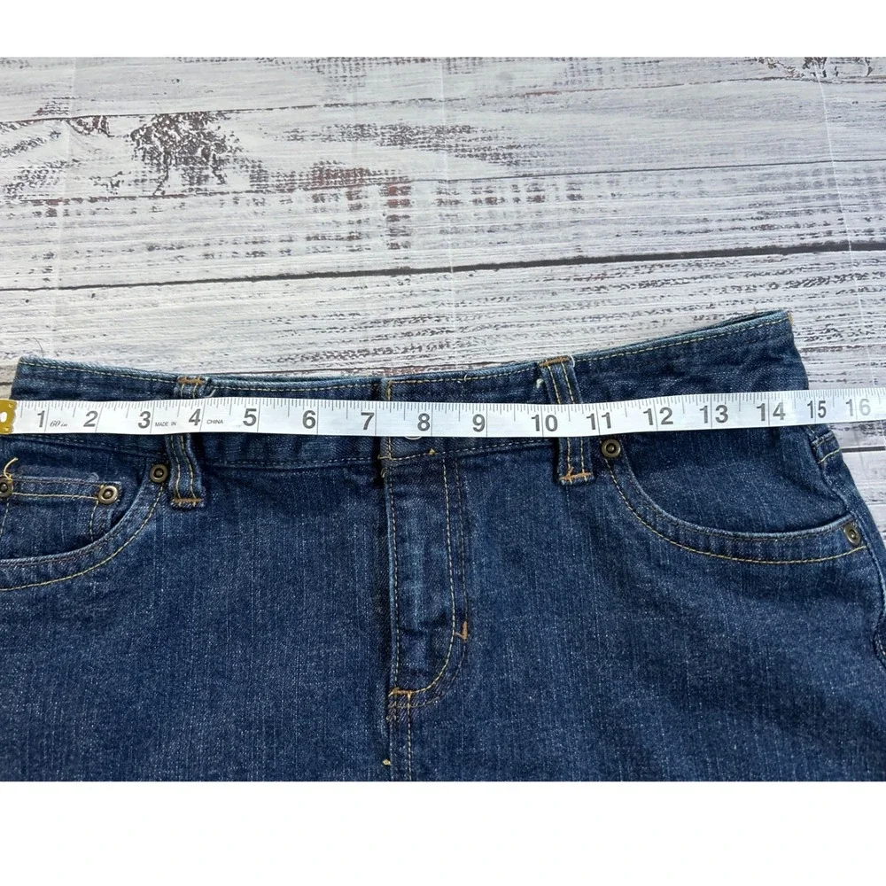 VTG Canyon River Blues Denim Skirt Women 4 Blue Embroidered Pockets 90's Y2K